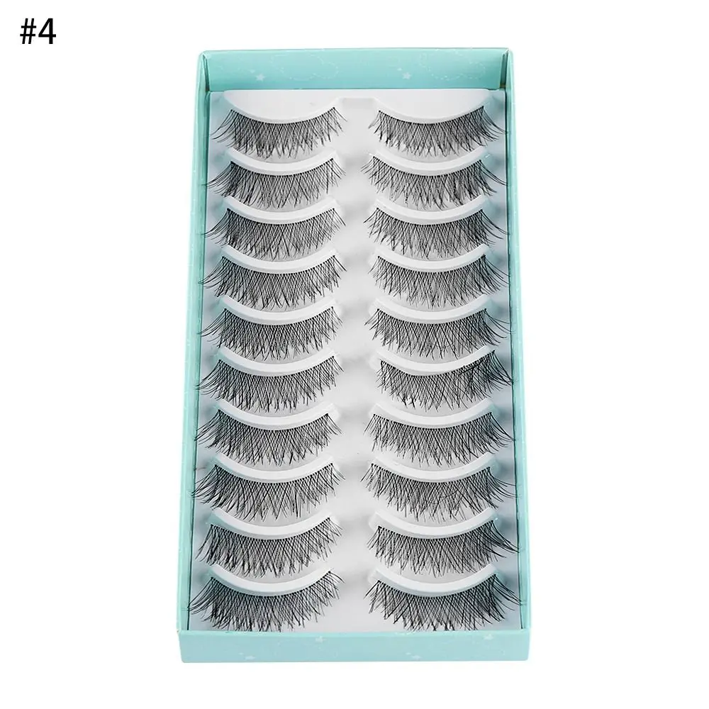 SKONHED 5/10Pairs Wispies False Eyelashes Thick Long Crisscross Lashes Extension Handmade EyeMakeup Tools