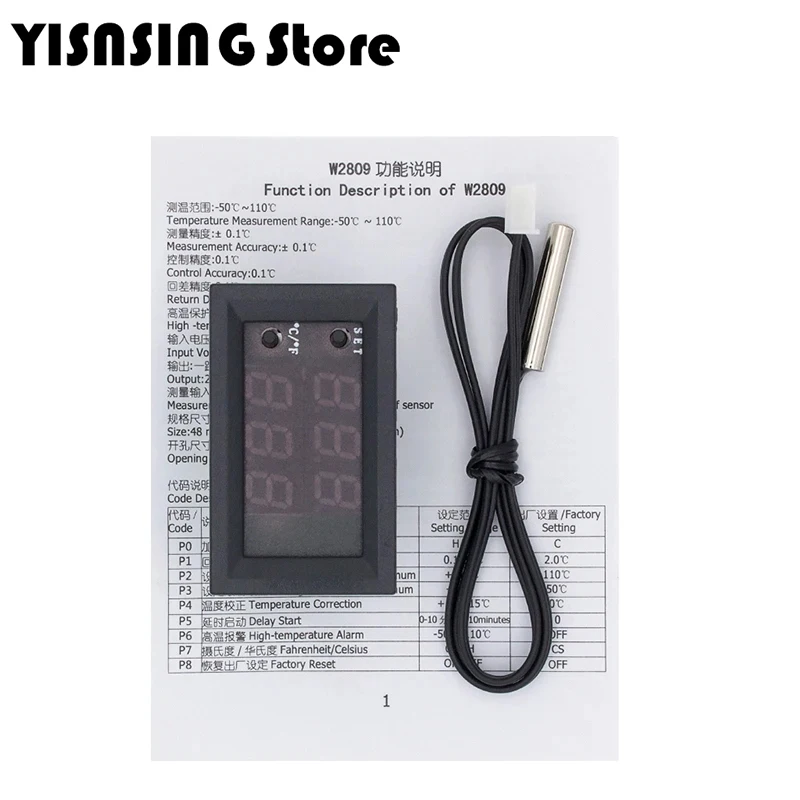 W1209WK W2809 DC12V LED Digital termostat kontrol suhu termometer Thermo saklar pengontrol modul Sensor NTC