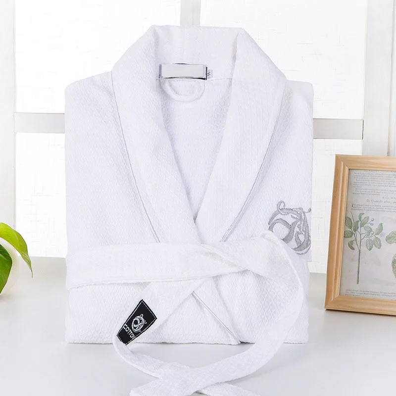 100% Cotton Waffle Bathrobe Men Women Couple Nightgown Hotel Bathrobes Spring Autumn Waffle Bath Robes Sleepwear Nightwear