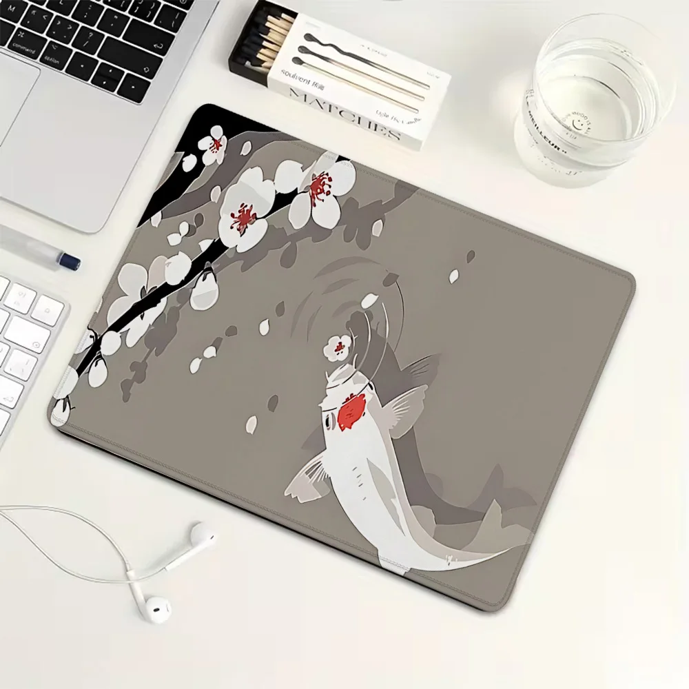 Golden Carp Plum Blossom Small Mouse Pad Rubber Gaming Mouse Pad Mechanical Keyboard Mat PC Gaming Accessories Computer Desk Pad