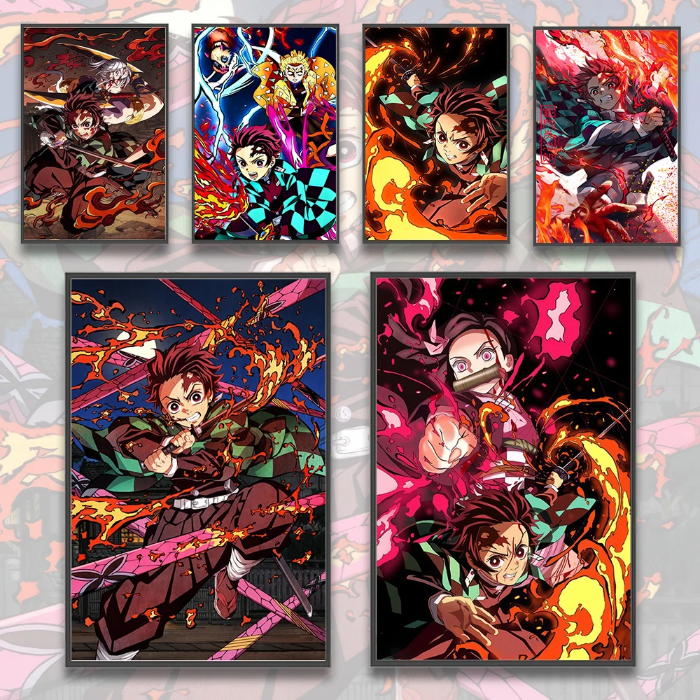 

Demon Slayer Self-adhesive Anime Poster Kamado Tanjirou Hanging Painting Wall Art Room Decoration Kid Gift Nezuko Hot Japanese