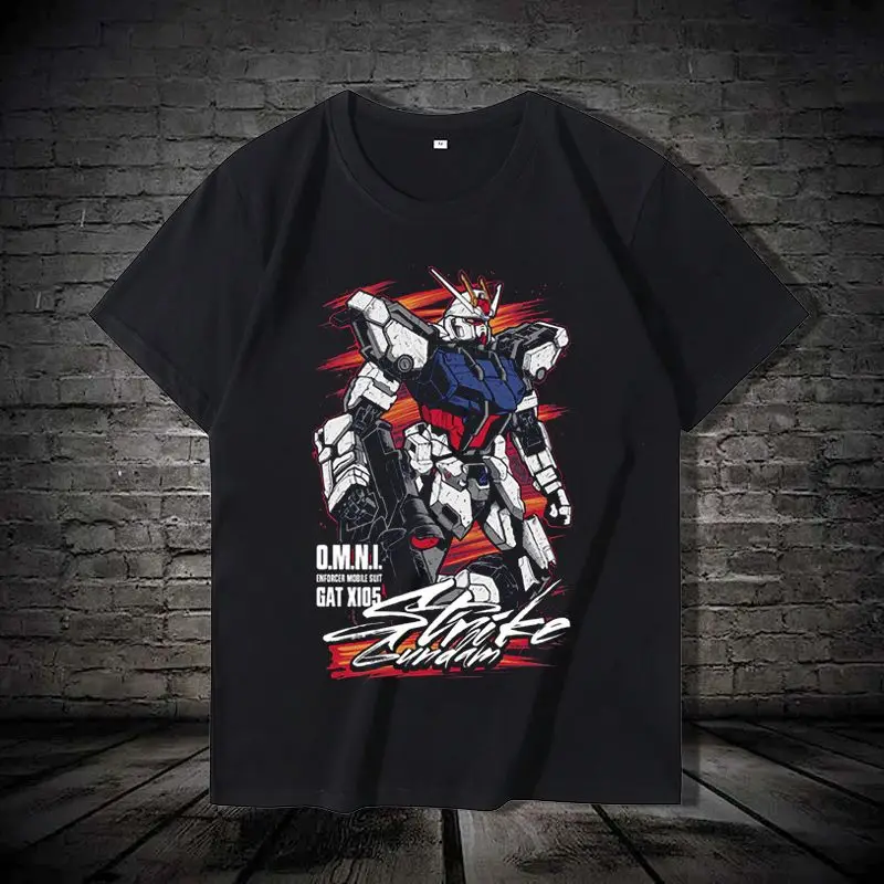 Gundam astray red frame anime camiseta 2025 verão camiseta de algodão masculino com mbp p02 robô impressão gráfica solto ajuste casual streetwear