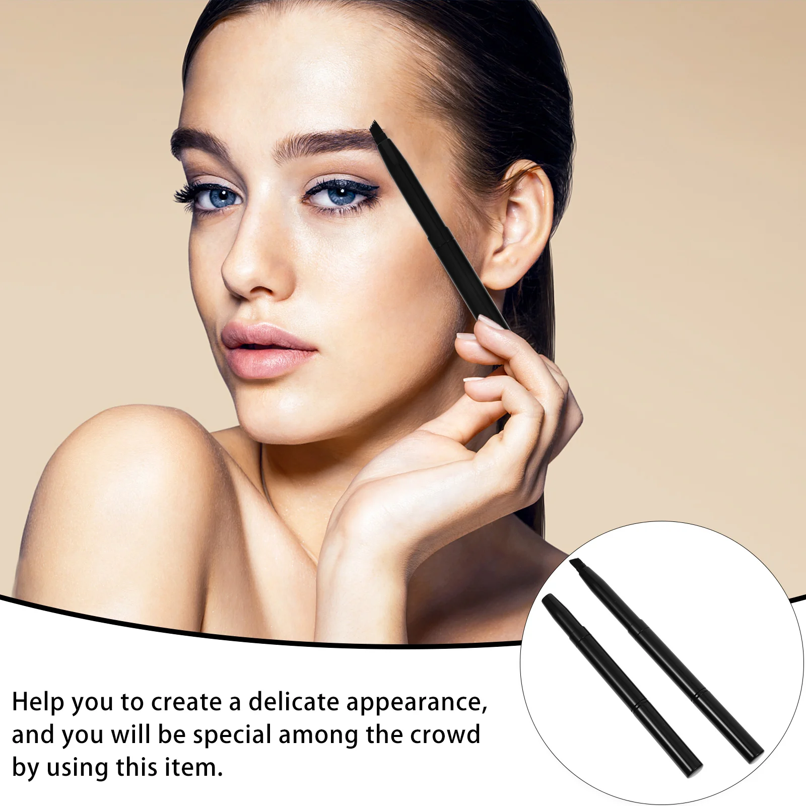 

2Pcs Double-Ended Eyebrow Paint Brush Angled Brow Tool Premium Soft Handle for Precision Shaping Grooming Sparse Brows