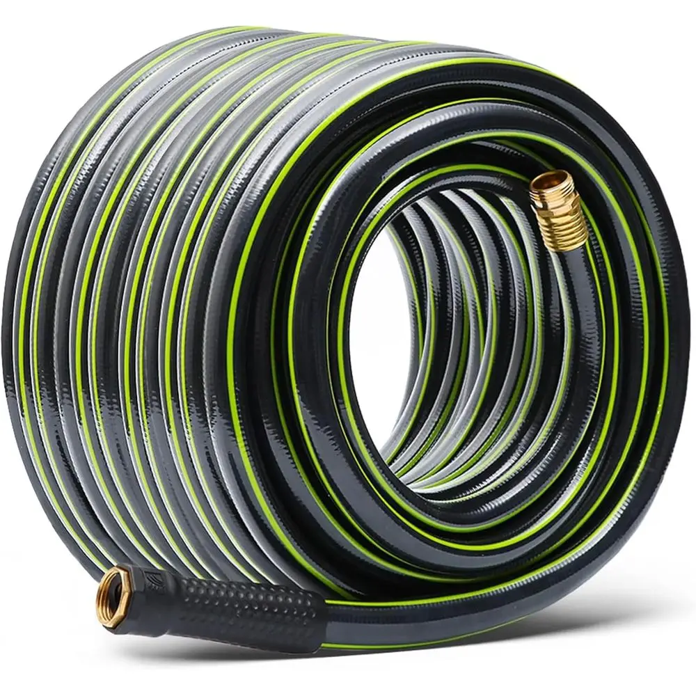 

Flexible, Leak-Proof 5/8 x 100 ft. Garden Hose with Brass Fittings for Household and Yard Use