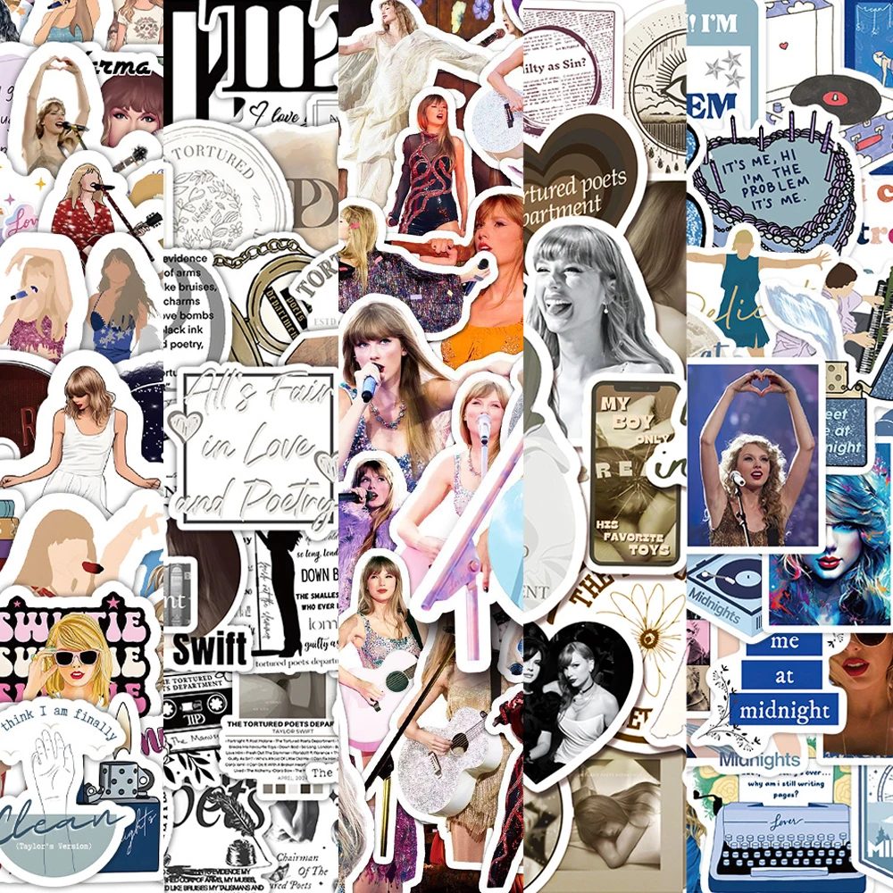 50/100PCS TTPD Album Famous Singer Stickers Lyrics Decals DIY Laptop phone Guitar Bike Scrapbook Skateboard Fans Gift Stickers