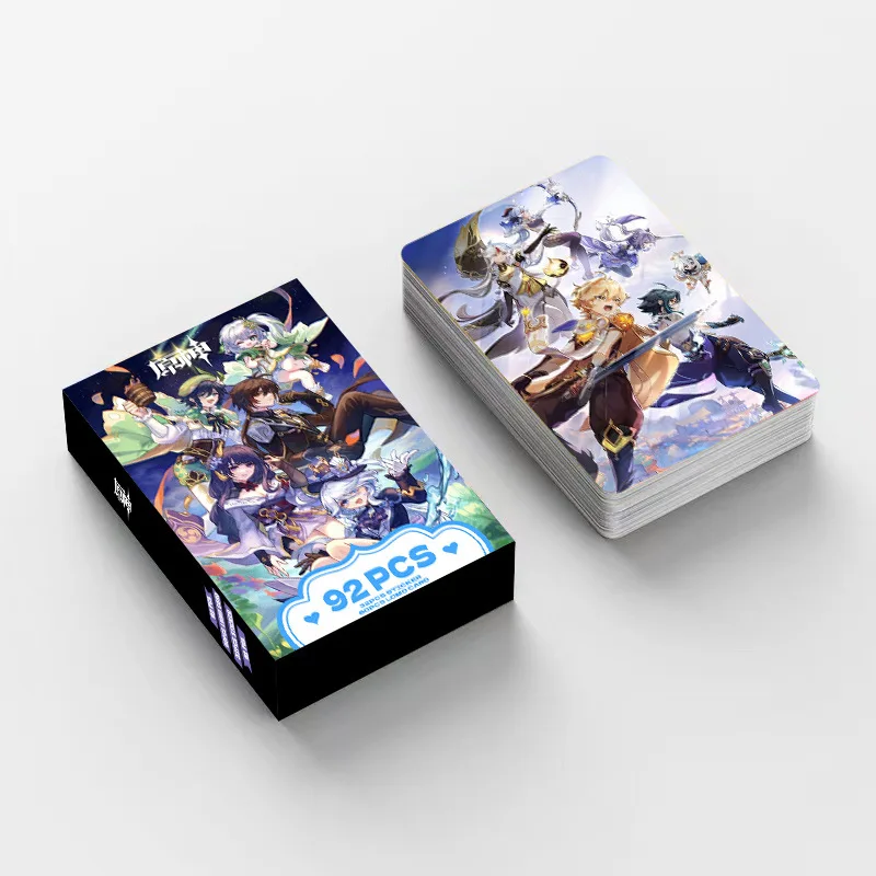 92PCS/Set Genshin Impact Anime Lomo Cards Bookmark Figure Stickers HD Double-sided Photocard For Fans Collection Gift