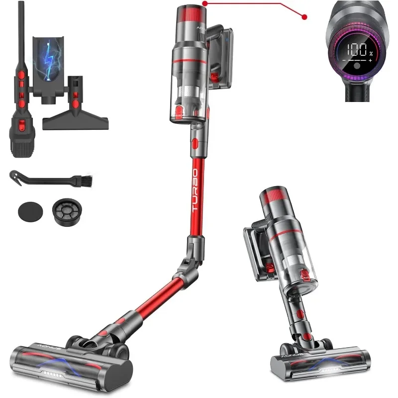 Aonus Cordless Vacuum Cleane, 40Kpa 500W Stick Vacuum Cleaner Powerful Lightweight Foldable Handheld Vacuum for Carpet