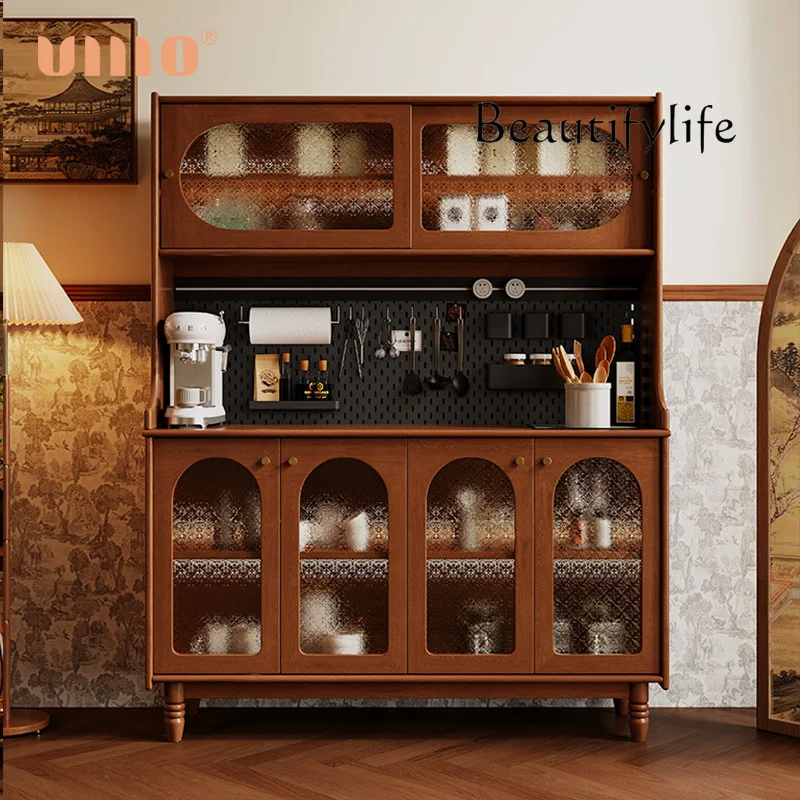 

Solid wood dining side cabinet French retro style kitchen locker household living room wine cabinet