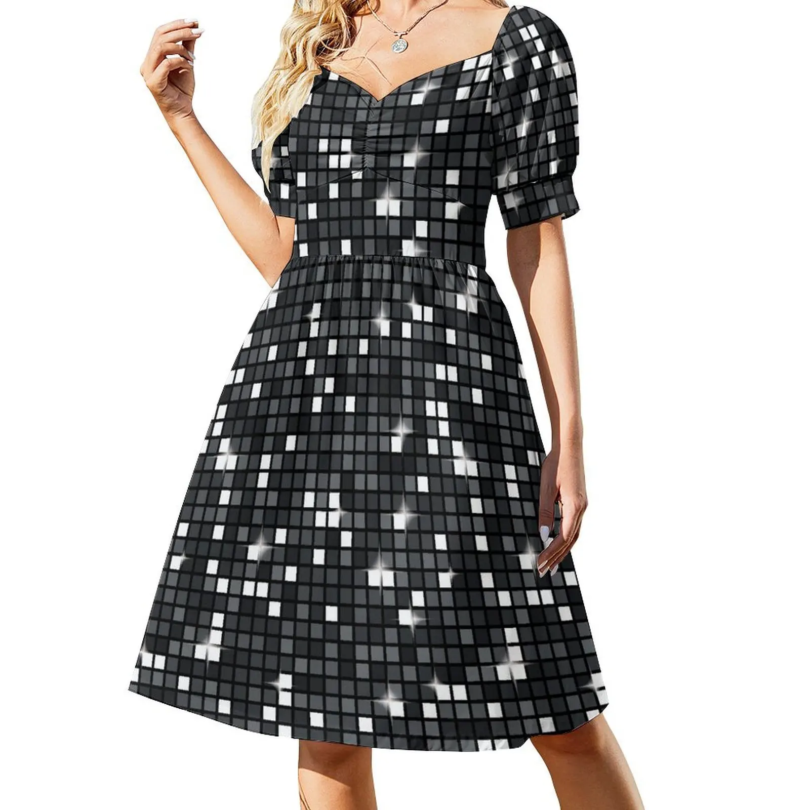 

Black diamond Disco ball glitter. Short Sleeved Dress Dress vintage Cocktail of dresses Dress