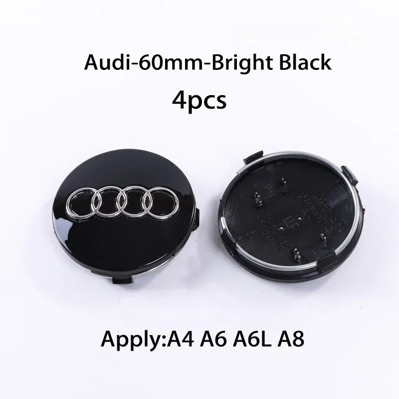 4pcs 60mm 61mm 68mm 69mm Audi Hub Caps Car Wheel Center Caps For Audi A1 A2 A3 A4 A5 A6 A7 A8 S3 S6 Q3 Q5 Q7 Accessories