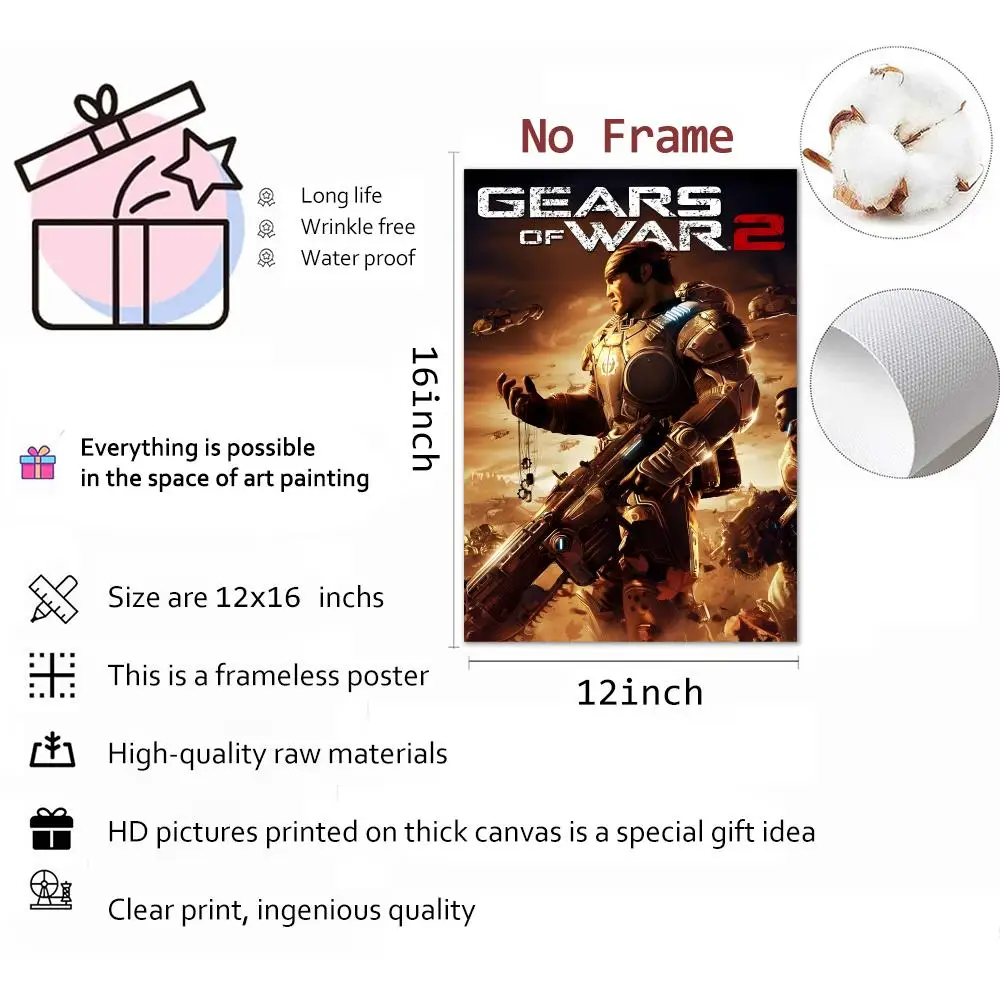 Gears of w-War Marcus Fenix Locust Horde Lancer Painting Calligraphy 1200DPI painting Living room wall art Nordic art Unframed