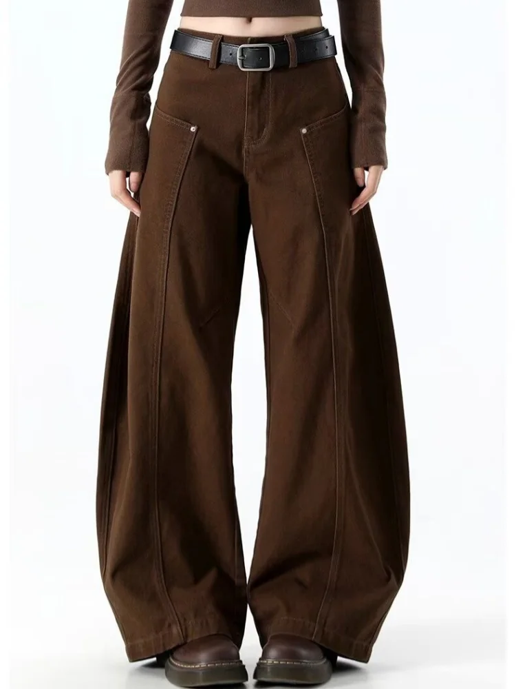 2025 Ropa Y2K New Fashion Baggy Marrone Casual Pantaloni jeans cargo da donna per abbigliamento donna Pantaloni lunghi larghi in cotone dritto