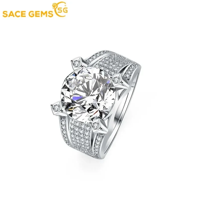 

SACE GEMS GRA Certified D Color 5CT Moissanite Ring for Men S925 Sterling Silver Wedding Diamond Band Party Luxury fine jewelry