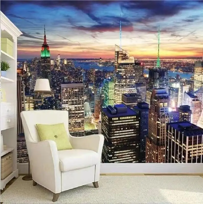 

Modern 3d Wallpaper City Architecture Night View TV Bedroom 3d Living Room Decorative Paintings wallpaper