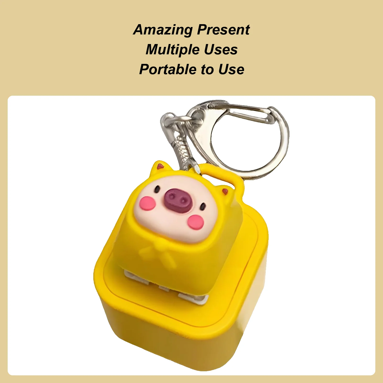 

Animal Keychains Rechargeable Keyboard Clicker Fidget Toys Cute Portable Stress Reduction Swine Keychain With Lights Home Ag