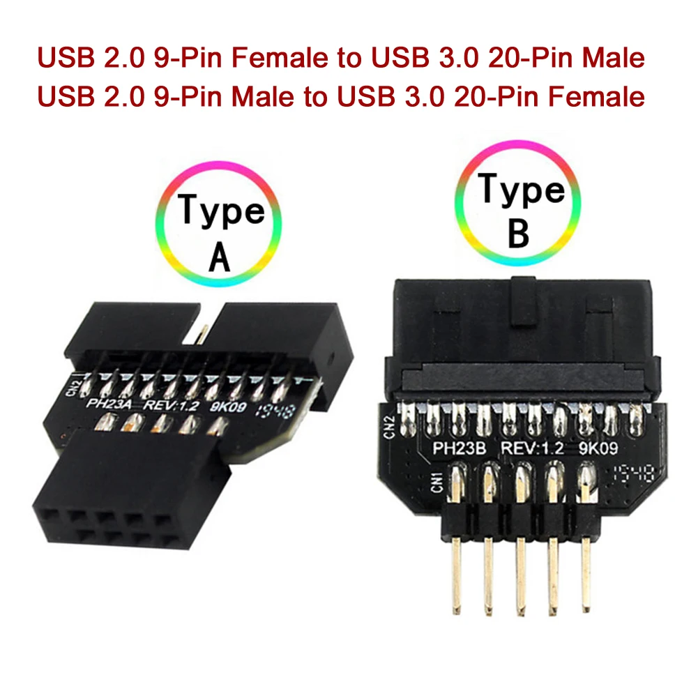 

9-контактный переходник для материнской платы USB 3.0 20-Pin На USB 3.0 9-контактный переходник для передней панели USB 3.0 9-контактный переходник «папа» на USB 3.0 20-контактный переходник «мама»