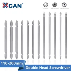 XCAN çift kafa tornavida Bit 6mm çaplı manyetik çapraz kafa tornavida uçları 110/150/200mm uzunluk el aletleri