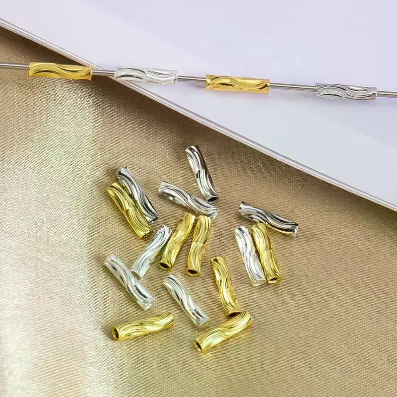 50Pcs Spacer Bead DIY Findings 2x8mm Tube Beads For Jewelry Making Gold Plated Beads Separators For Bracelets Accessories