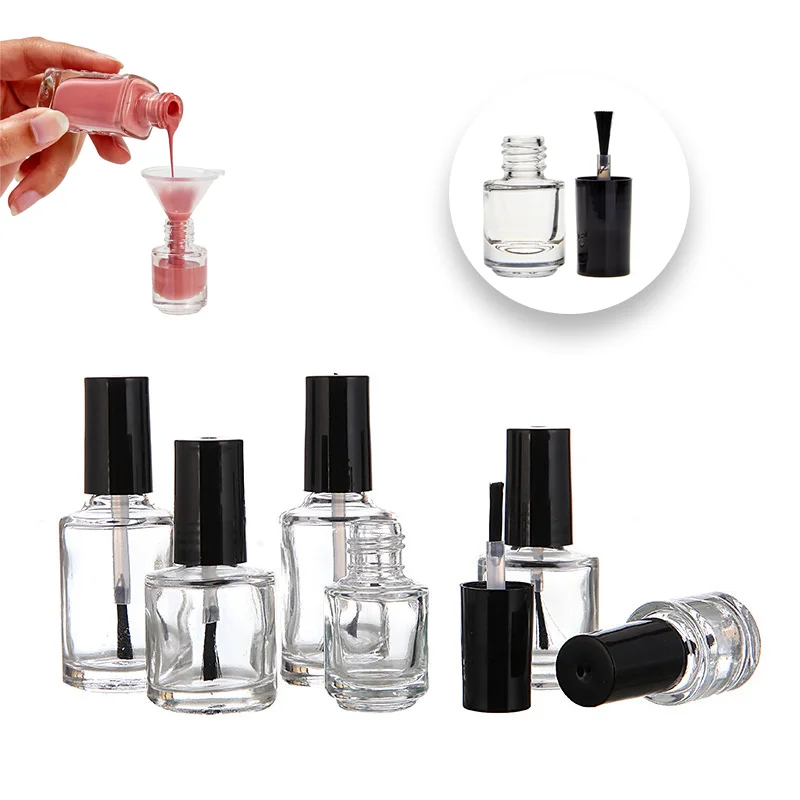 

20PCS 5-15ml Empty Nail Polish Glass Bottles Container Nail Art Samples Refillable Travel Dispenser Bottles with Lid Soft Brush