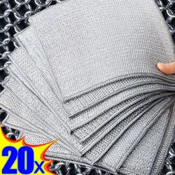 20/1pcs Magic Cleaning Cloth Single Sided Metal Steel Wire Rags Kitchen Dish Pot Washdishing Cloths Towel Clean Tools