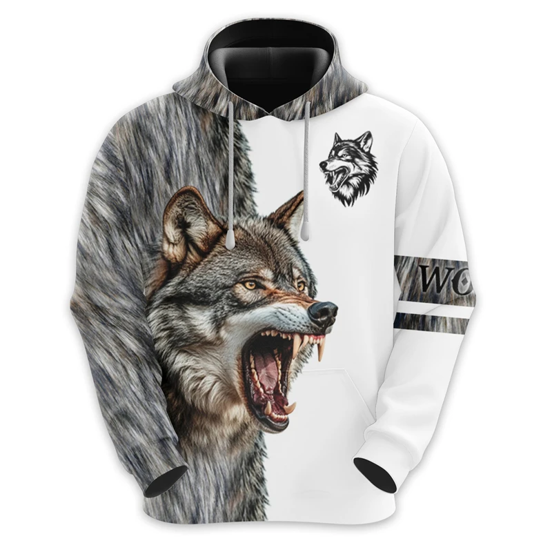 

Fashion Animal Printed Men's Hoodies Trend Street Style Tops Vintage Wildlife Pattern Clothing Fall And Winter Casual Sweatshirt