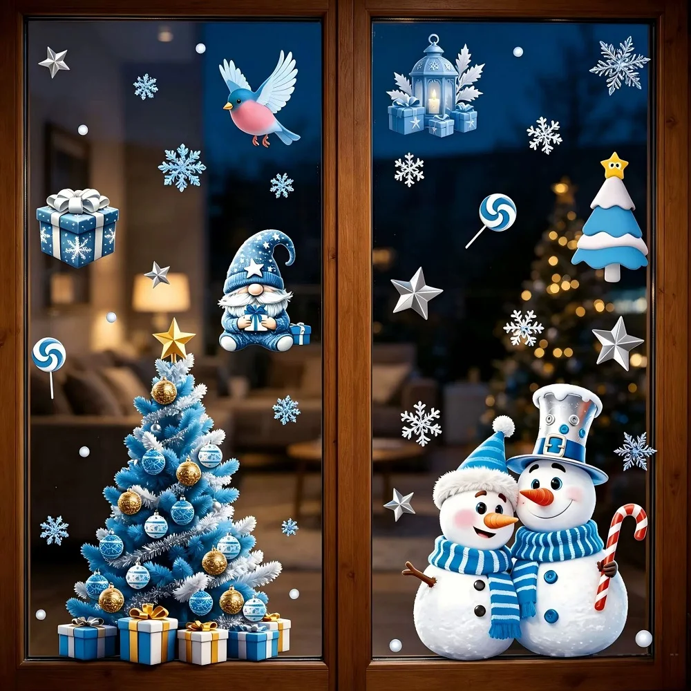 Christmas Decoration Window Stickers Santa Claus Christmas Tree Sticker Xmas Decoration Glass Door Decals Window Clings Stickers