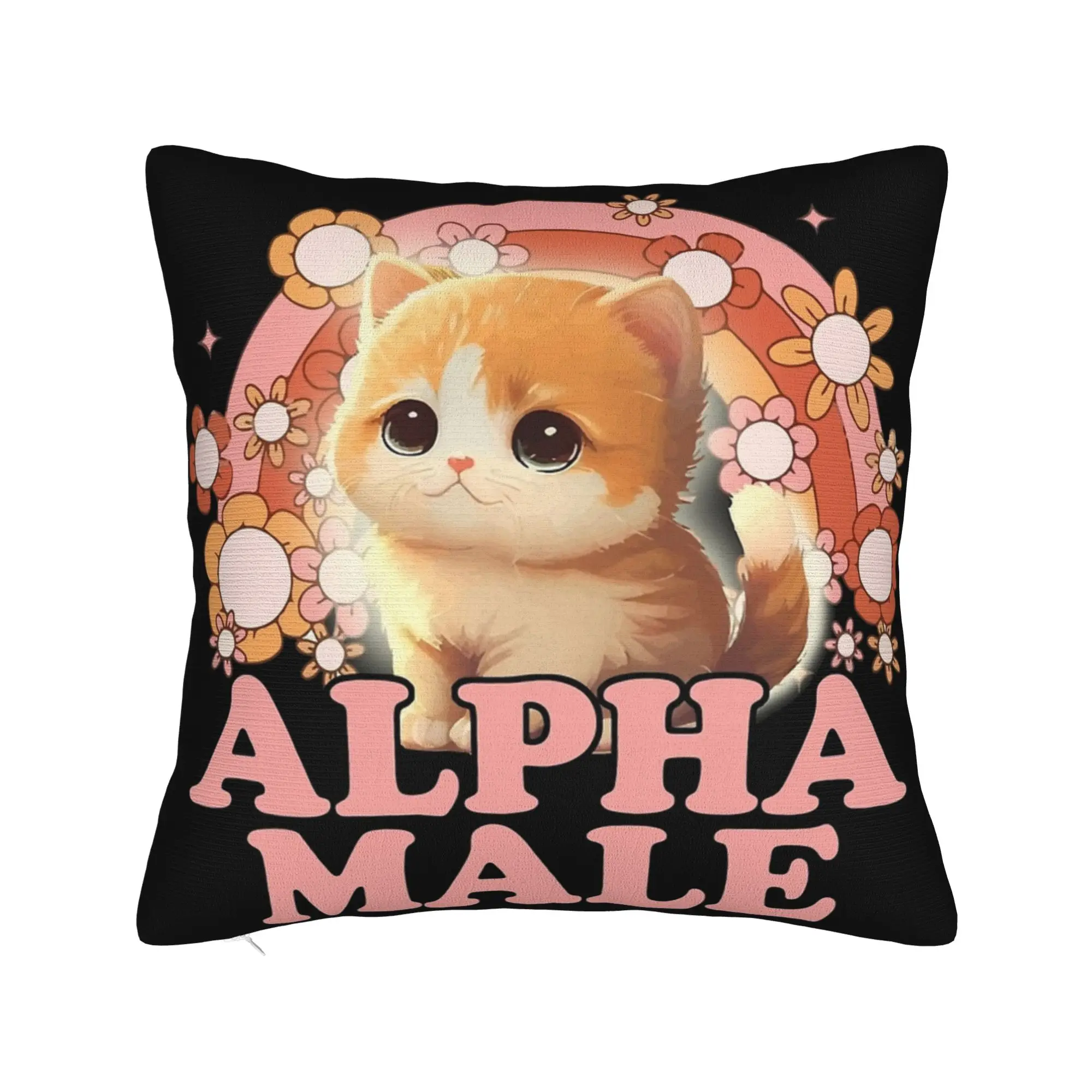 Alpha Male Cat Kitten Funny  Pillow Cover Printed Cushion Cover Decorative  Throw Pillow Case Cover Home Multiple Sizes