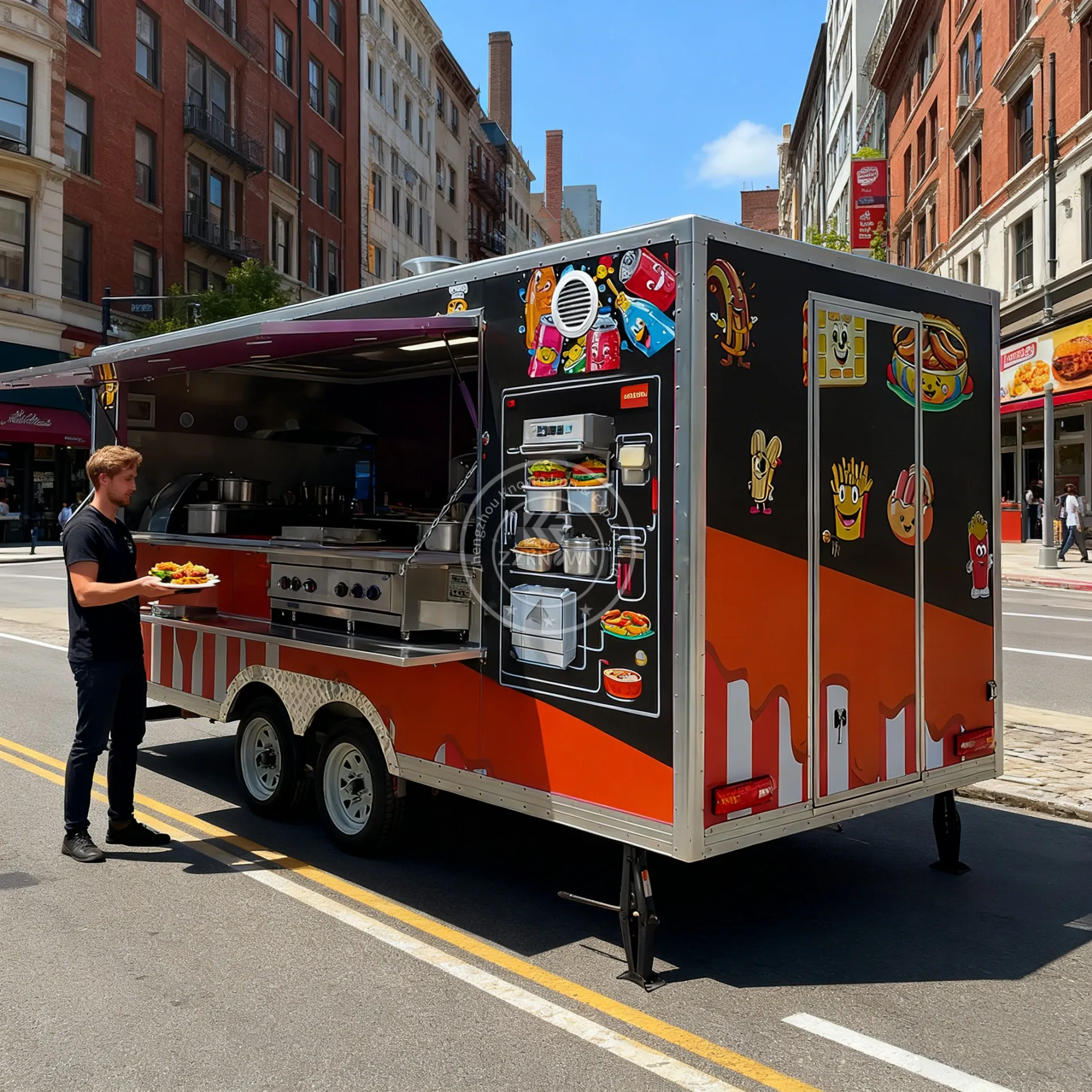 

Новый дизайн, современный мобильный фудтрак для фастфуда, передвижная кухня на колесах для продажи