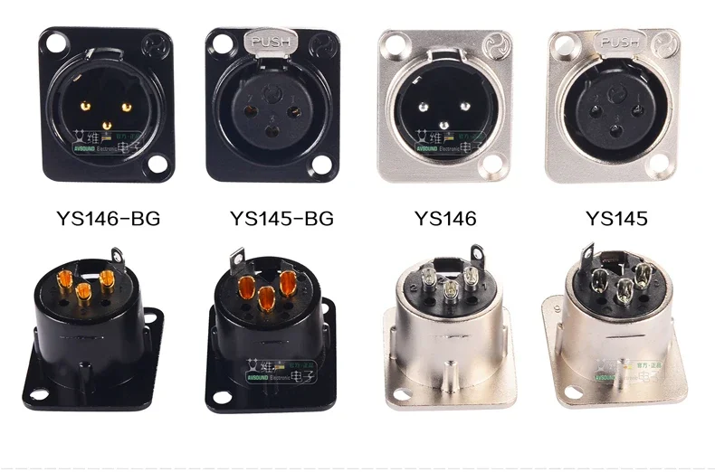 YONGSHENG YS146 YS146-B YS146-BG YS145 YS145-B YS145-BG three-core male female XLR cannon socket D type module for 86 panels