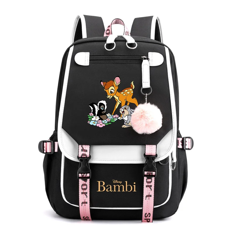 

Disney Bambi Boys Girls Backpacks Teenager USB Charging Laptop Backpack Women Men Rucksack Travel Bag Mochila