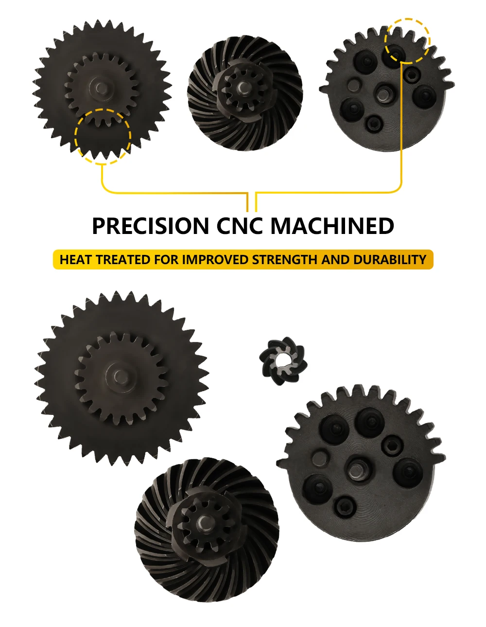 T238 AEG Getriebeset Pro Edition Präzisions-CNC-gefertigte Konstruktion 40Cr Stahlspirale 9:1/13:1/16:1/18:1 für Version 2/3 Getriebe – Detail 9