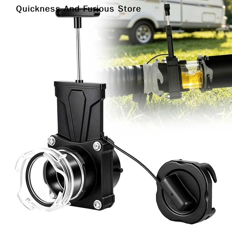 【MO】Heavy Duty RV Rotary Sewage Gate Valve Leakproof Nonslip Handle For Caravan Drainage