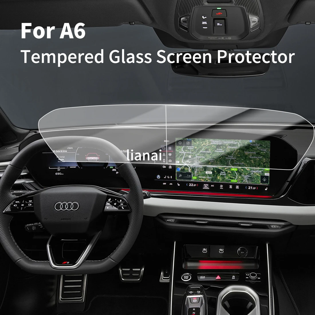

Защитная пленка для экрана Carplay, защитная пленка из закаленного стекла, навигатор, автомобильные наклейки, аксессуары для 25 Audi A6