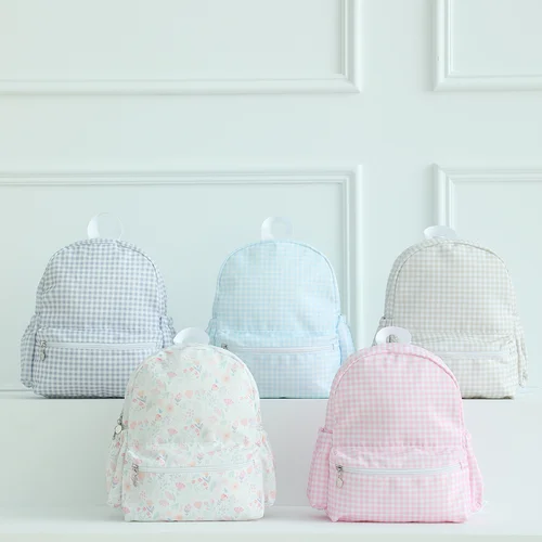 Mochila a cuadros para niñas y niños, mochila escolar de nailon impermeable Floral, bolsa de libros ligera y duradera para estudiantes