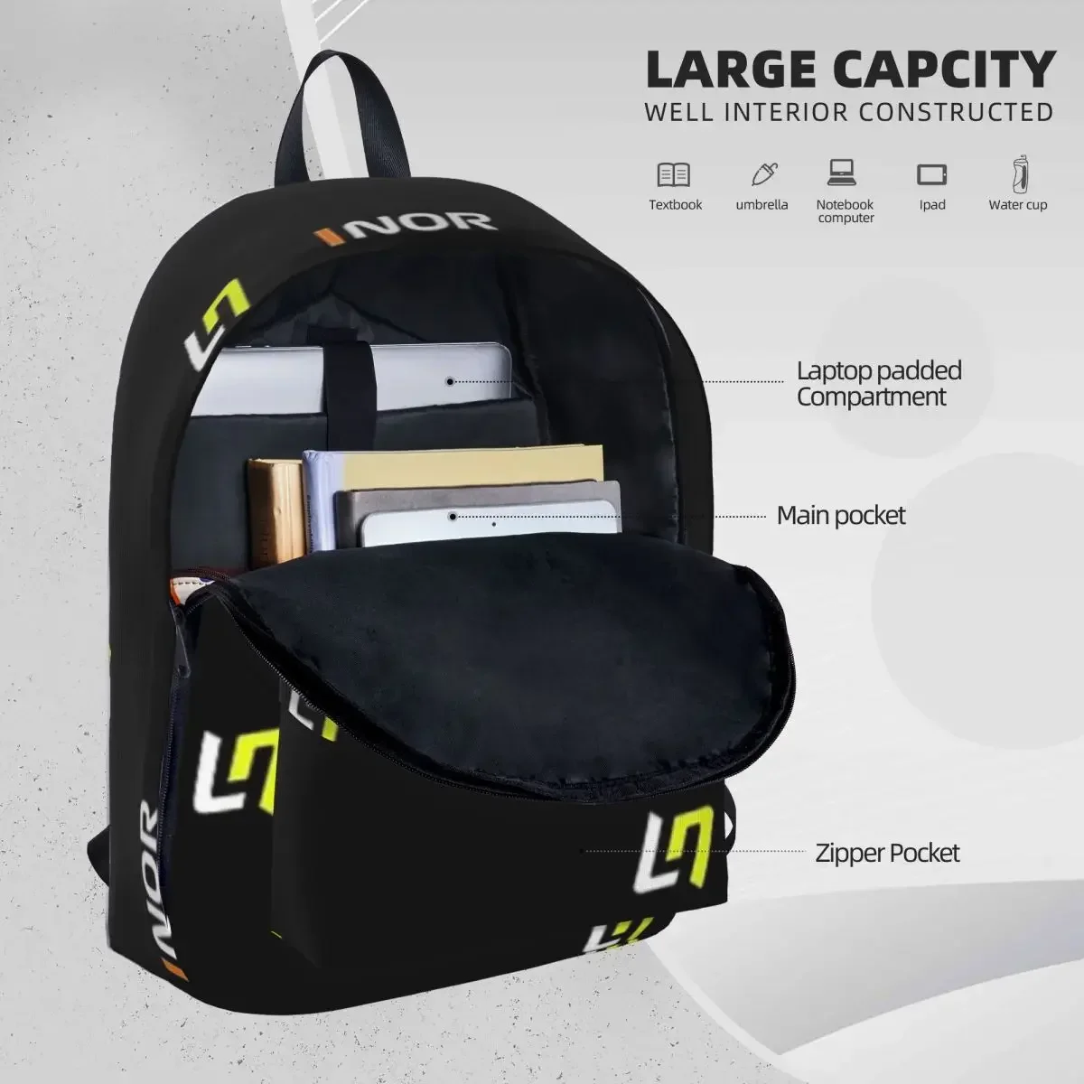 Mochilas Lando Norris F1 Nor, bolso de libros para estudiantes, bolso de hombro, mochila para ordenador portátil, mochila de viaje de moda, bolso escolar para niños