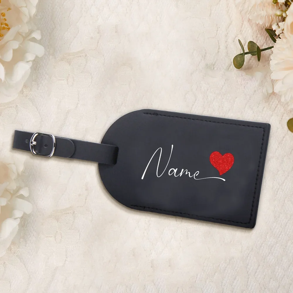 Personalised Name with Heart Leather Luggage Tag Custom Suitcase Tag Luggage Tag for Bridesmaid Suitcase Identifier Label