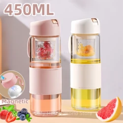 450ML Magnetic Tea Water Bottle High Borosilicate Glass Tea Water Cup Infuser Tumbler Drinkware Water Bottle With Tea Filter