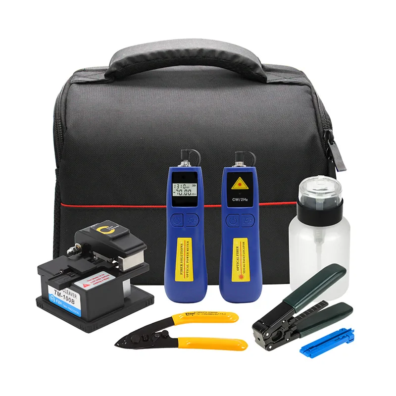 

FTTH Fiber Optic Cold Splicing Tool Set Optical Power Meter Fiber Cleaver Miller Clamp Tool Box Fiber Tool Kit