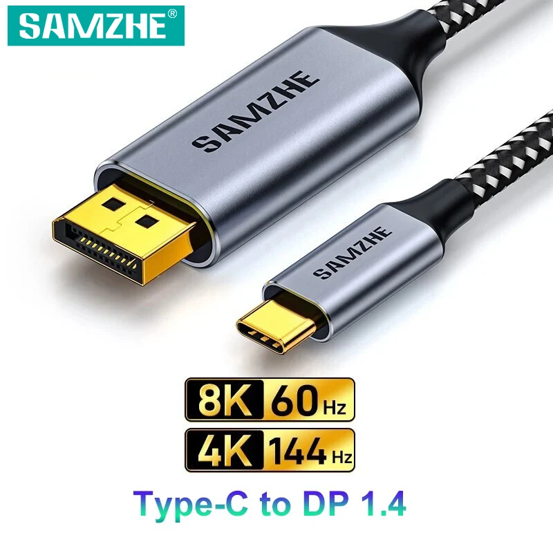 SAMZHE USB C to DisplayPort Cable 8K DP Type C 3.1 to Display port 1.4 Cable Thunderbolt 3 to 8K DP For MacBook Pro Samsung