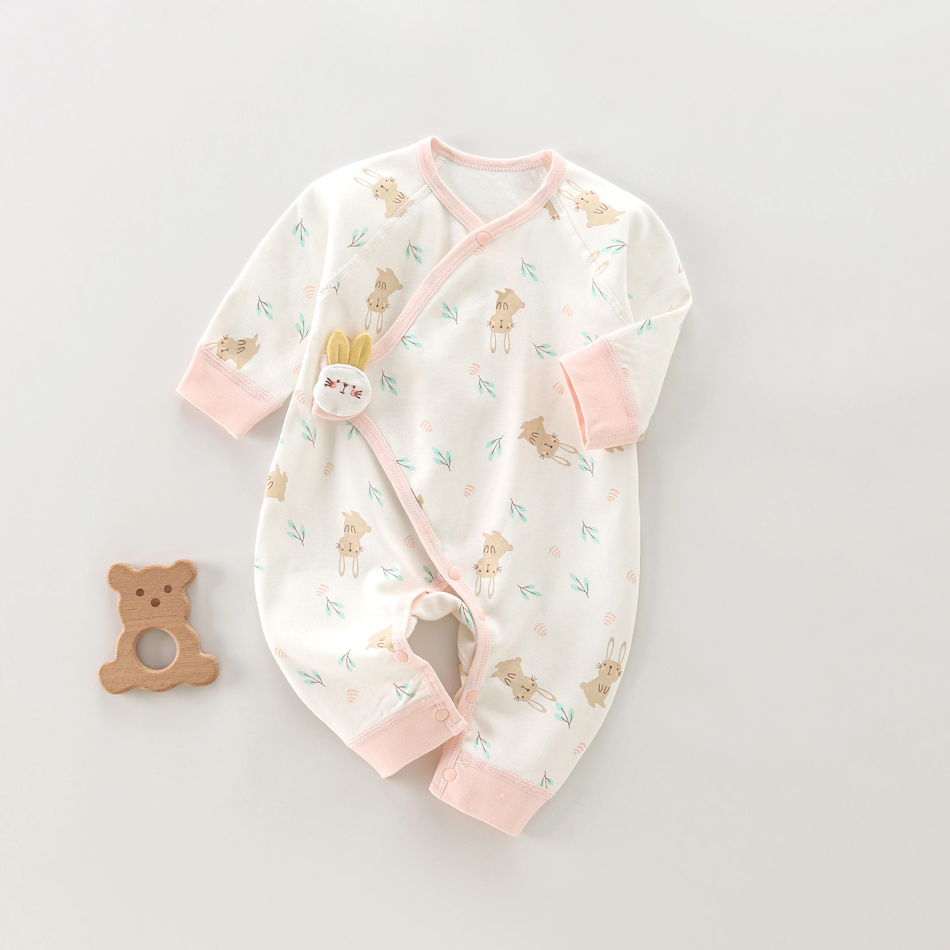 Newborn Romper Spring Baby Onesie Pure Cotton Seamless Full-Month Outfit Infant Clothing Class a Outdoor Wear