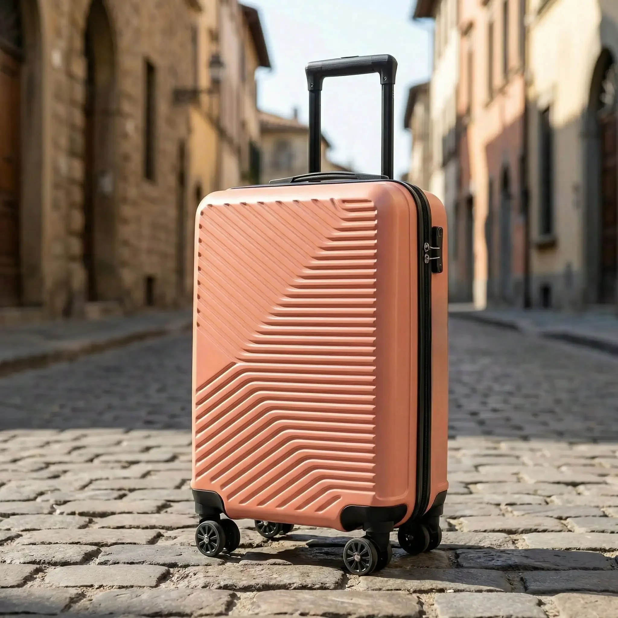 

20-Inch ABS Hard-Shell Carry-On Luggage Case With Silent Rotating Wheels That Can Rotate 360°. The Seamless Pattern Is Durable A