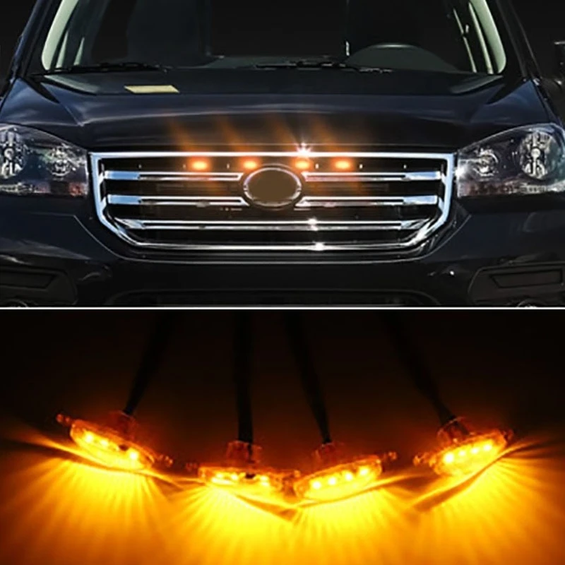 DC12V/6W is suitable For Raptor F150 17-19 models, car one-to-6 middle net light LED warning light (color: black)