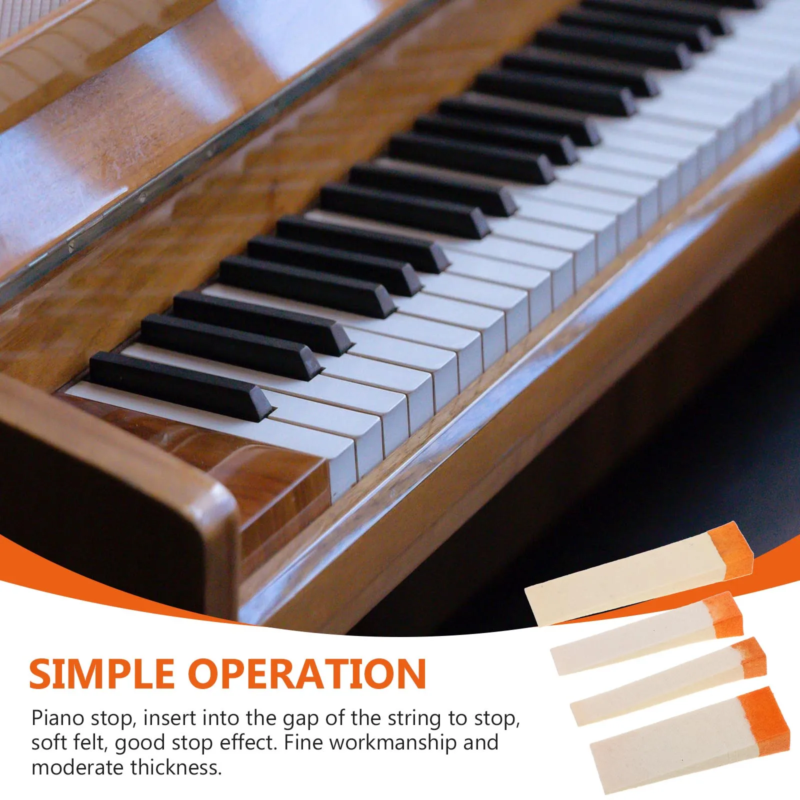 

4Pcs Professional Piano Mute Blocks Set for Tuning and Repairing Orange Felt Sound-Stop Tools with for Easy Use