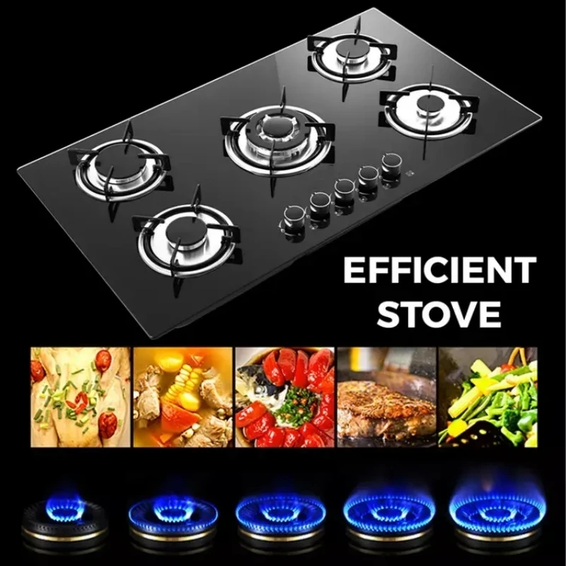 5‑Burner Built‑in Gas Cooker Stainless Steel Gas Stove Household Kitchen Cooking Appliance for Home Kitchen Use