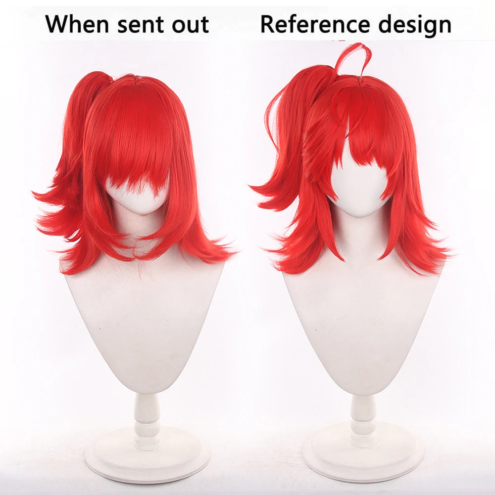 Arknights Exusiai the New Covenant Cos Wig Cosplay Costumes Headwear 40cm Long Simulation Scalp Thick Mixed Puffy Long Hair Wigs