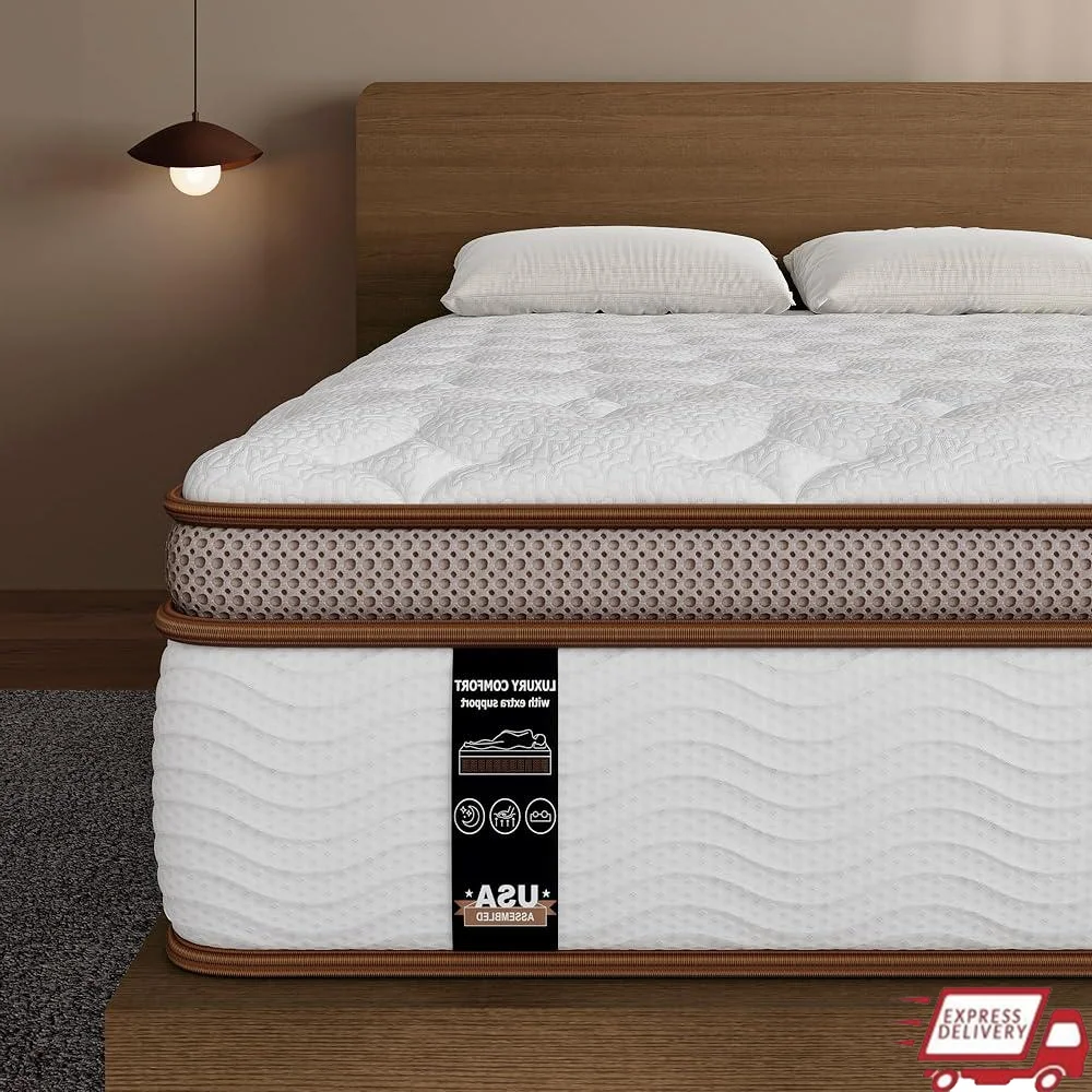 Colchão híbrido de 12 polegadas, suporte de espuma macia, isolamento de movimento, alívio da dor, suporte lombar, colchão confortável em uma caixa