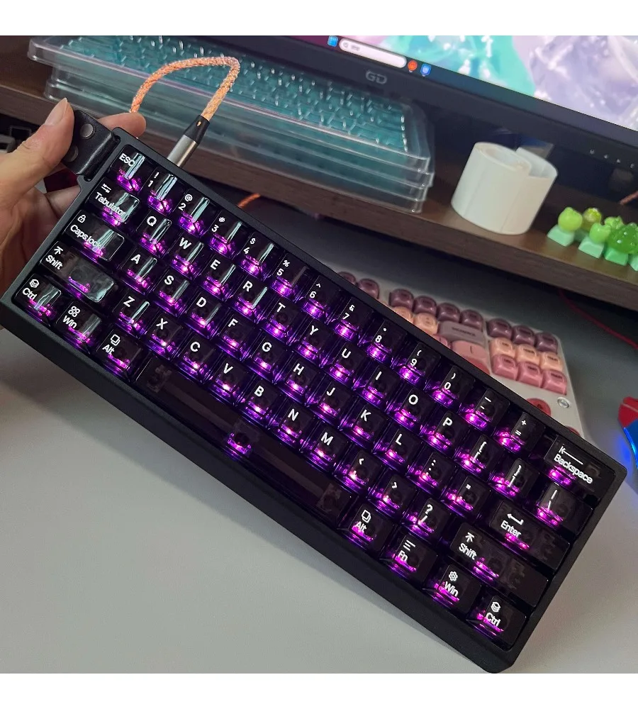 Original factory height from ace68wooting little bee night devil (ice crystal transparent) mirror black keycap PC