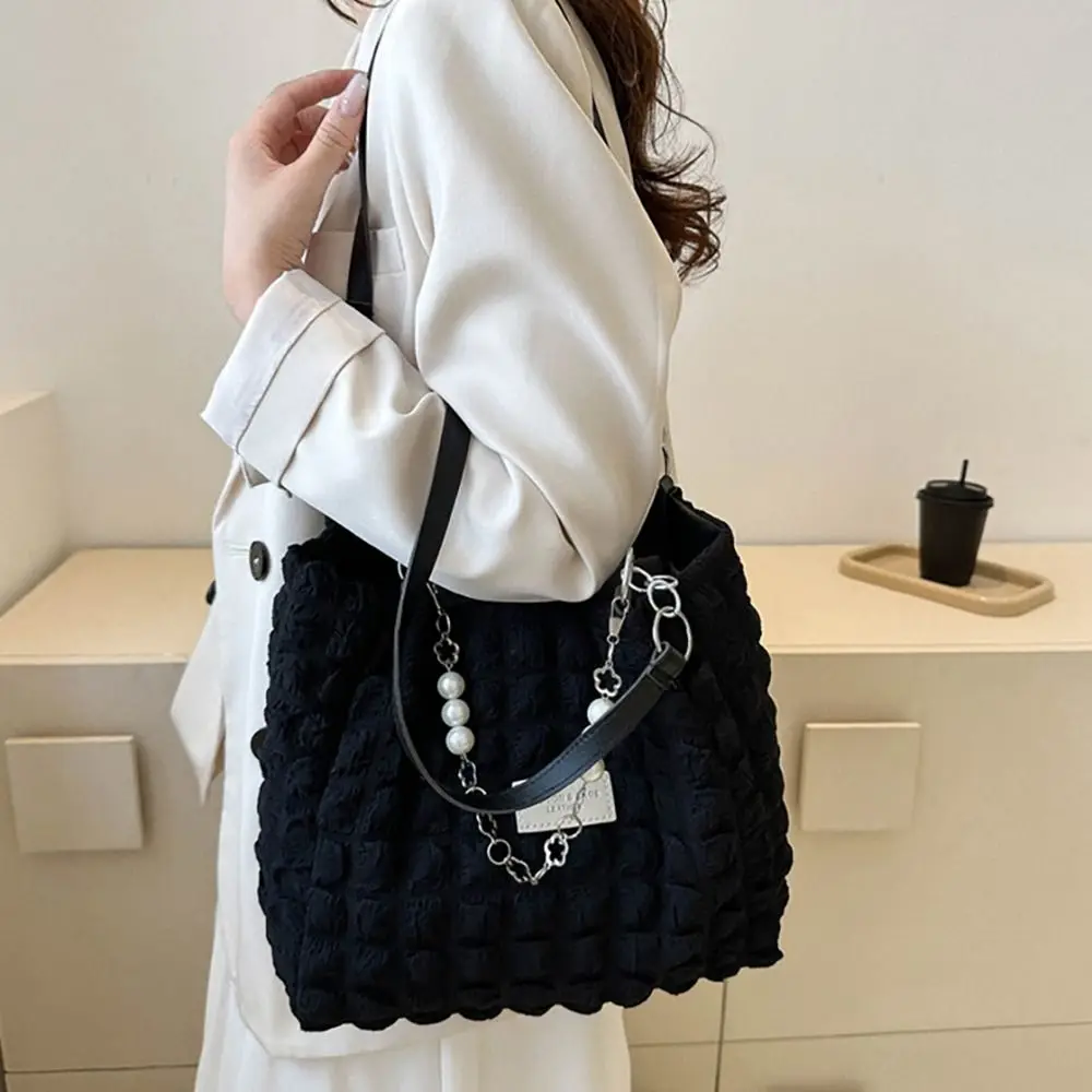 Pleated Cloud Hobos Shopper Bag Quilted Plaid Large Capacity Hobo Tote Handbag Down Cotton Padded Casual Shoulder Underarm Bag