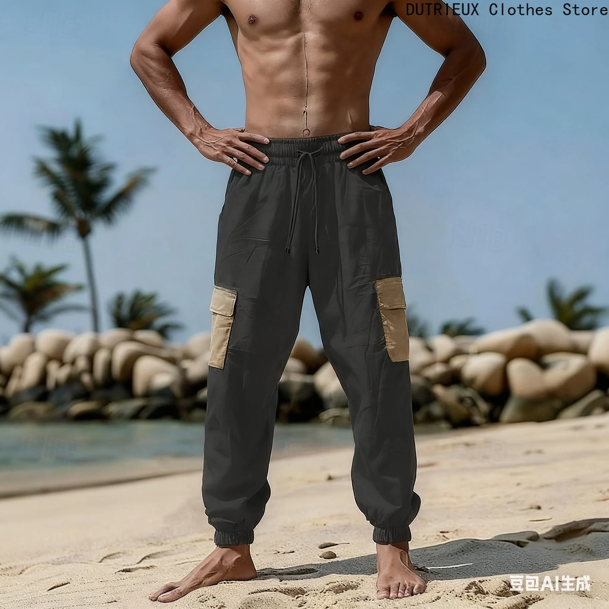 

Soft Comfortable Breathable Casual Pants, Men's Cotton and Linen Trousers, Fashionable Streetwear and Vacation Men's Work Pants