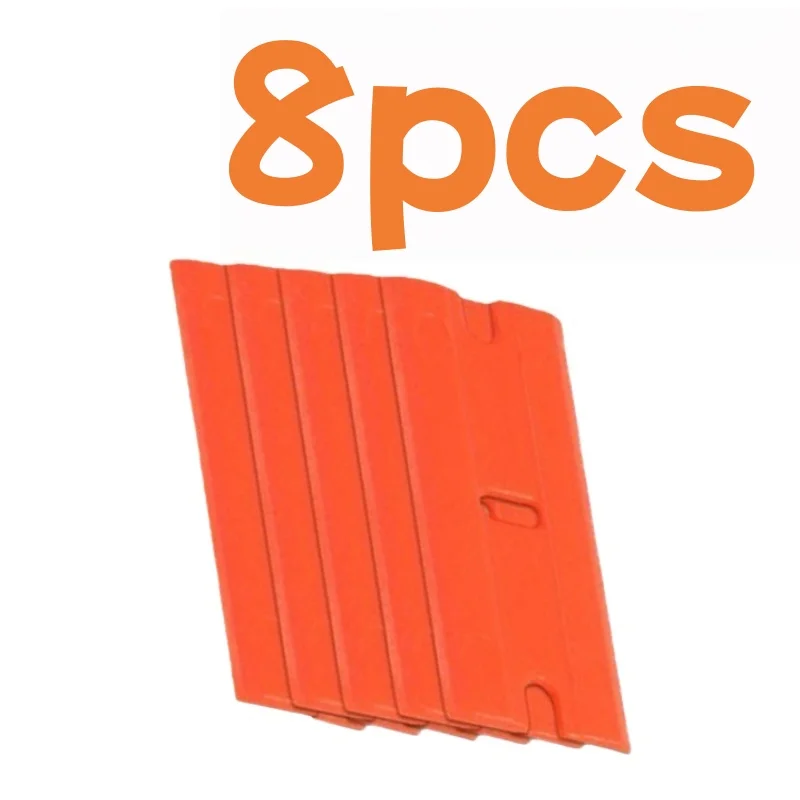 Non scratch plastic scraper, label removal tool, 1 scraper tool and 8 blades for removing washers, label stickers, and adhesives